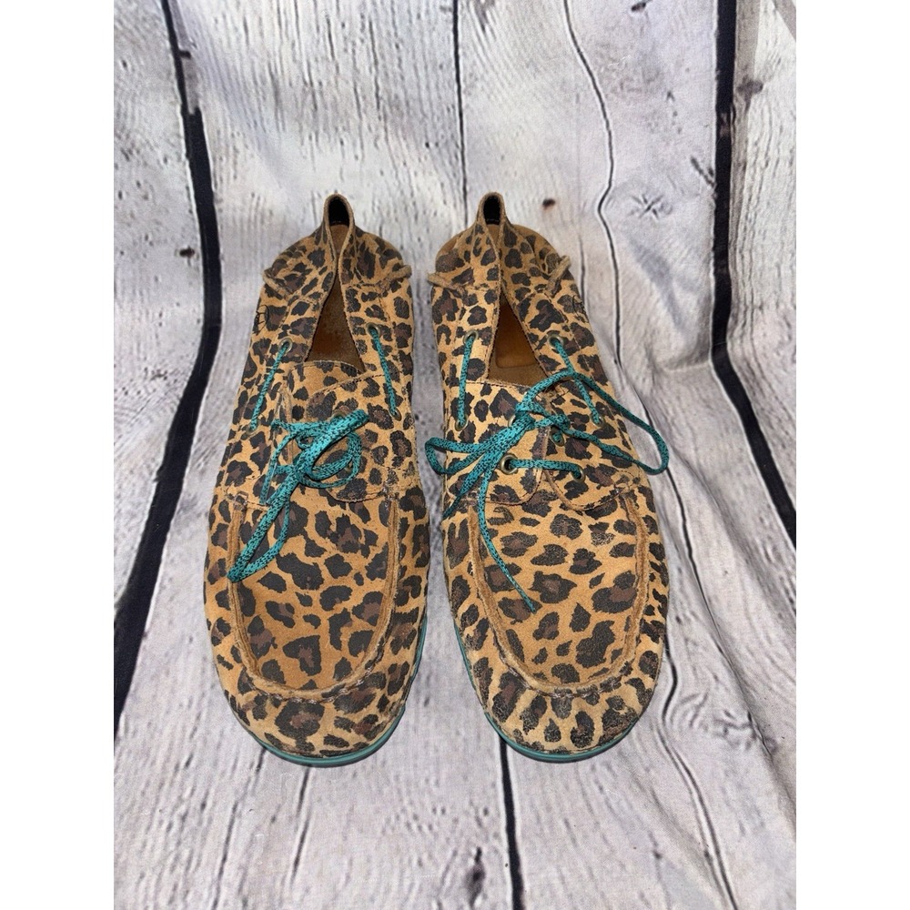 Womens Ariat Caldwell Tan Leopard Print Leather Casual Loafers Size 10B